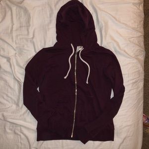 h&m burgundy zip-up hoodie